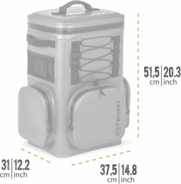 Petromax Kühlrucksack 17 Liter, 6 Tage Passive Kühlung ohne Strom, grau, kx-bkpk17-grau