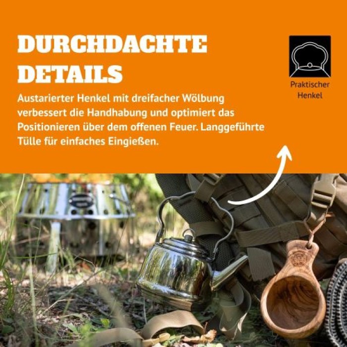 Petromax Teekessel 1,5 Liter - Teekanne für verschiedene Herdarten und offenes Feuer, Edelstahl, tk1