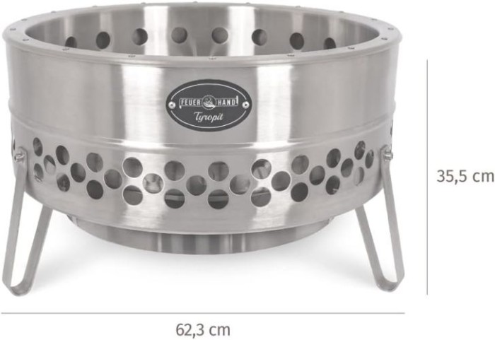 Petromax Tyropit Feuerschale, standfest und mit integriertem Hitzeschild, Edelstahl, tyropit-px