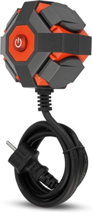REV 0015490412 PowerGlobe, Steckdosenwürfel, 3680W, Schalter, 1,4m, IP44, orange 0015490412