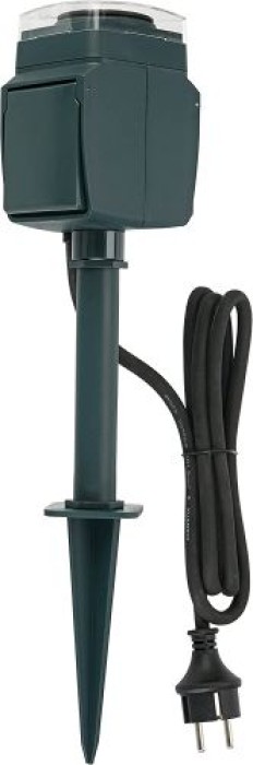 REV Gartensteckdose mit Erdspiess, 1-fach, Zeitschaltuhr, IP44, Kabel 1.5m 0595008555