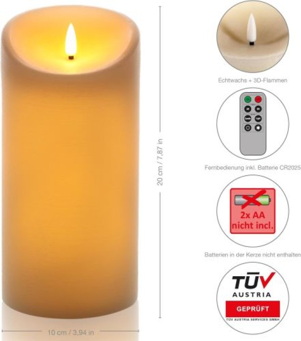 Schlaraffenland Elephant LED Outdoor Kerze, 10x20 cm, Creme Echtwachs, 10730