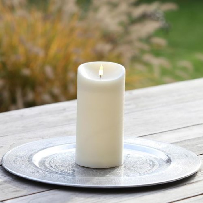 Schlaraffenland Elephant LED Outdoor Kerze, 10x20 cm, Creme Echtwachs, 10730