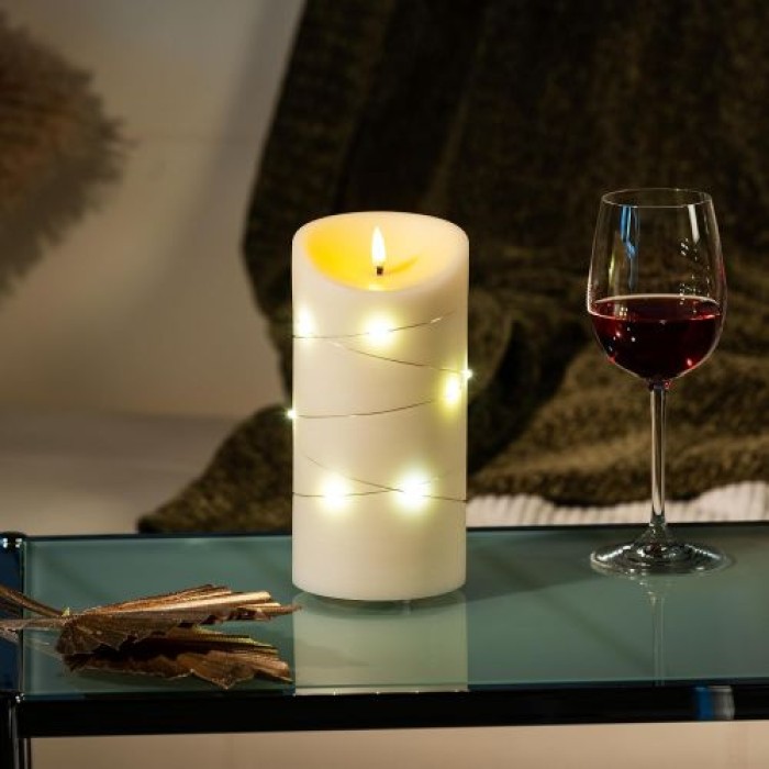 Schlaraffenland Elephant LED Outdoor Kerze CORRO,10 x 20 cm, creme/Echtwachs, 11207