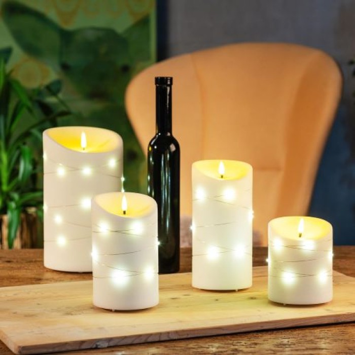 Schlaraffenland Elephant LED Outdoor Kerze CORRO,10 x 20 cm, creme/Echtwachs, 11207