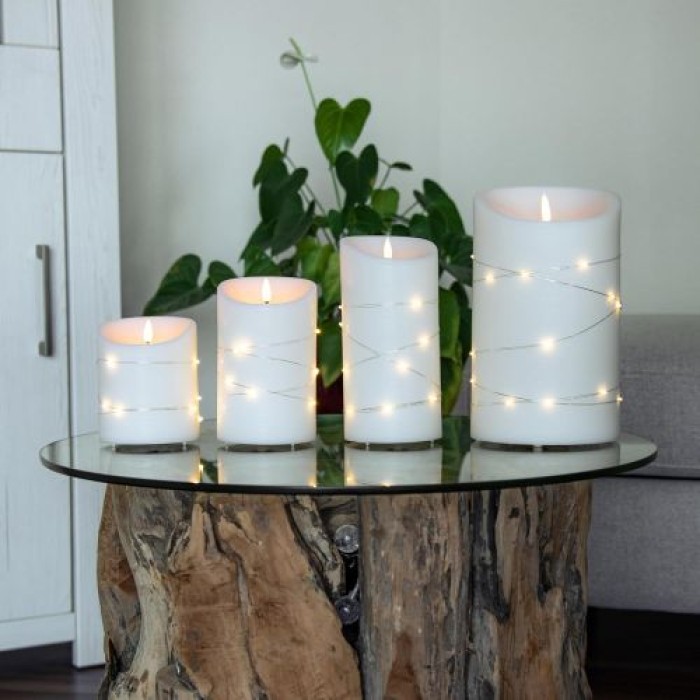 Schlaraffenland Elephant LED Outdoor Kerze CORRO,10 x 20 cm, creme/Echtwachs, 11207