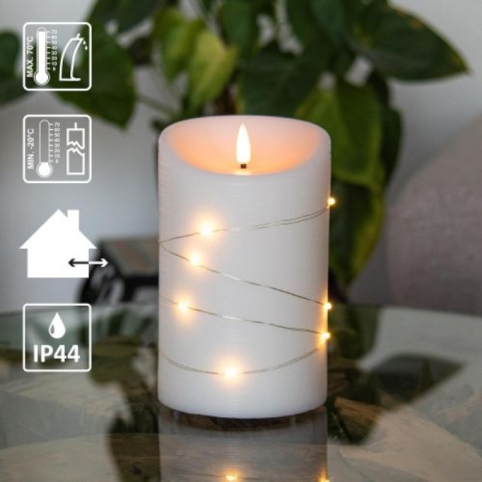 Schlaraffenland Elephant LED Outdoor Kerze CORRO, 10x16 cm, creme/Echtwachs, 11206