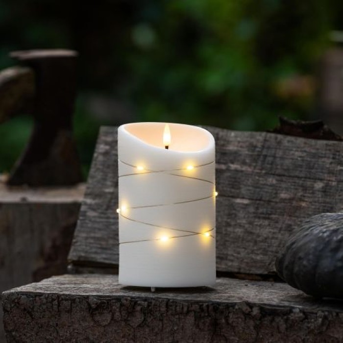 Schlaraffenland Elephant LED Outdoor Kerze CORRO, 10x16 cm, creme/Echtwachs, 11206