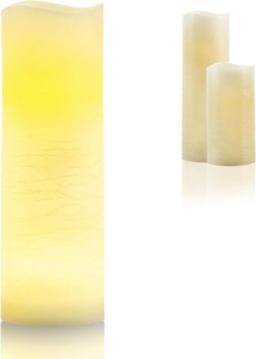 Schlaraffenland LED Kerze MEDIA groß, 10x30 cm, Echtwachs, Creme, 5369