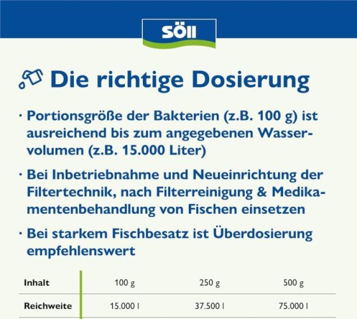 Söll FilterstarterBakterien, 500 g für 75.000 Liter, 81441