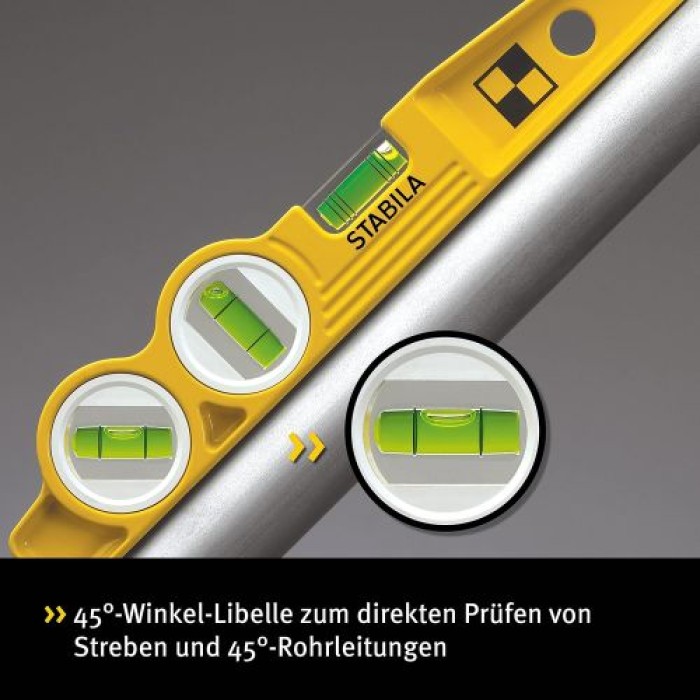 STABILA Magnet-Wasserwaage 25 cm, Torpedo-Wasserwaage Typ 81 SV REM W45, 16672