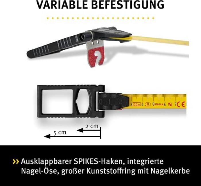 Stabila Rahmenbandmaß 50 m, LBM 1000 STEEL offenes Bandband, Stahlklinge, metrische Skala, 19667