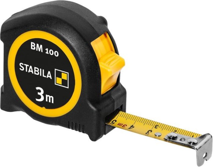 STABILA Taschenbandmaß 3 m, BM 100, metrische Skala, 19570
