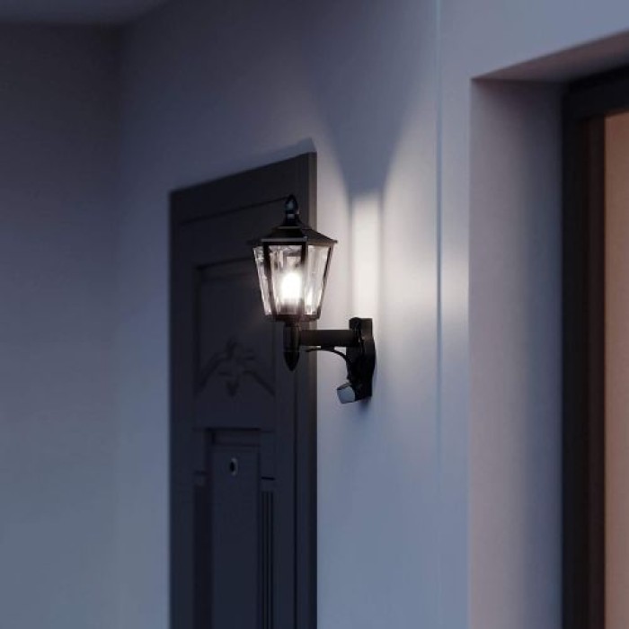 Steinel Außenleuchte L 15 S schwarz, Wandleuchte mit 180° Bewegungsmelder, max. 10 m Reichweite, klassisches Design Schwarz Mit Bewegungsmelder Single 6178