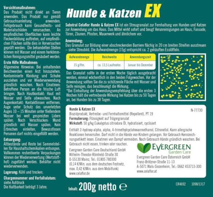 Substral Celaflor Hunde & Katzen Ex , Vertreibungsgranulat, mit Sofortwirkung, 200g, 1317