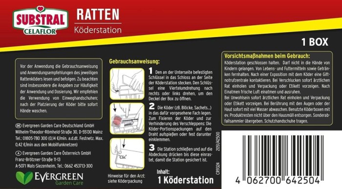 Substral Celaflor Ratten-Köderstation, mit Schlüssel zum Verschließen, 42500
