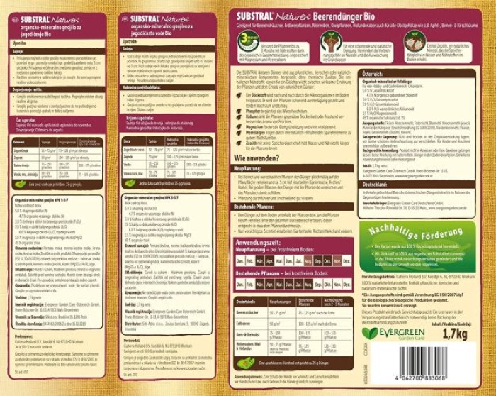 Substral Naturen Bio Beerendünger, für Beerenobst, Kern und Steinobst, 1,7 kg, 83060