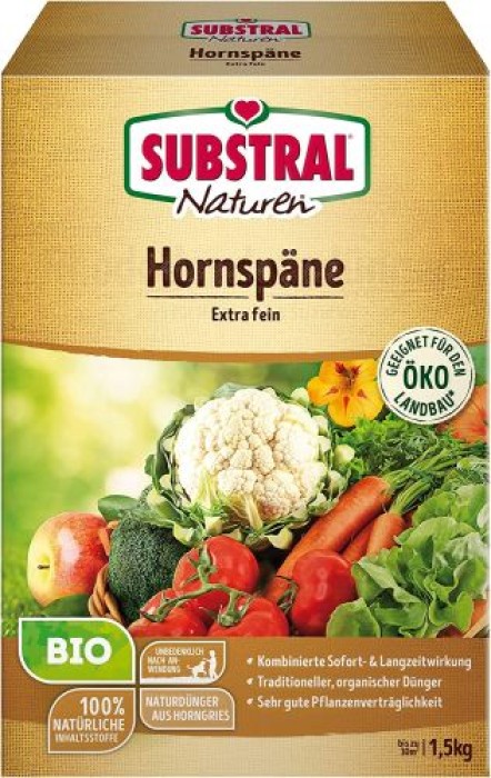 Substral Naturen Bio Hornspäne, organischer Stickstoffdünger mit Sofort-und Langzeitwirkung, 1,5 kg, 83080
