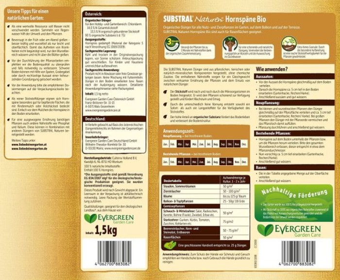Substral Naturen Bio Hornspäne, organischer Stickstoffdünger mit Sofort-und Langzeitwirkung, 1,5 kg, 83080