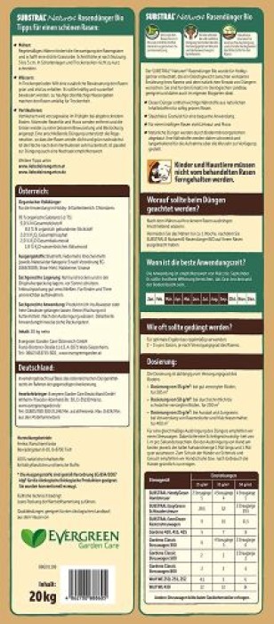 Substral Naturen Bio Rasendünger, organischer Volldünger, 3 Monate Langzeitwirkung, bis 250 m², 10 kg 8856