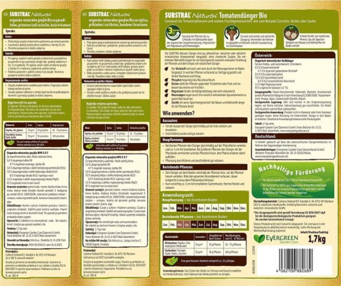 Substral Naturen Bio Tomatendünger, auch für Kürbis, Zucchini und Gurke, 1,7 kg, 82680