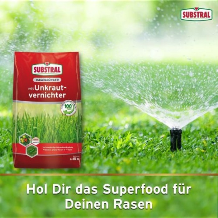 Substral Rasendünger mit Unkrautvernichter, 100 Tage Langzeitwirkung, 450 m², 9 kg, 8344, Pfl.Reg.Nr. 2786-0
