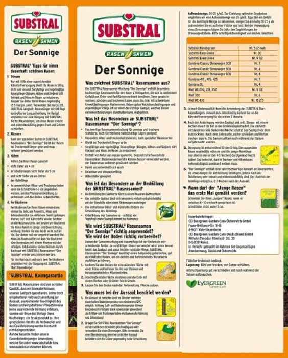 Substral Rasensamen Der Sonnige, Rasensamenmischung für sonnige und trockene Standorte, 1,125 kg, 89999C
