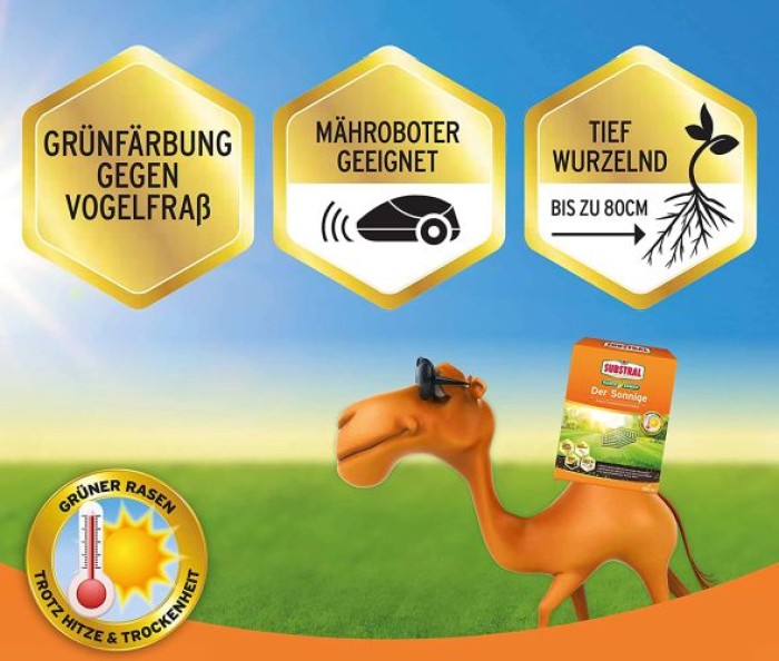 Substral Rasensamen Der Sonnige, Rasensamenmischung für sonnige und trockene Standorte, 2,25 kg, 89998C