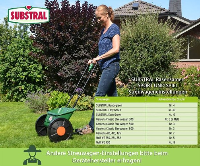 Substral Rasensamen Sport und Spiel, strapazierfähige Rasensaat-Mischung mit Grünfärbung gegen Vogelfraß, 2kg, 100m², Blau 2kg - 100qm Single 87971