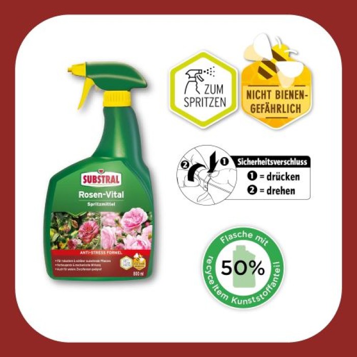 SUBSTRAL ROSEN-VITAL Spritzmittel, Spray zur Sofort-Hilfe bei bereits gestressten Pflanzen, 800ml, 66830