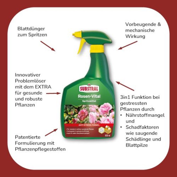 SUBSTRAL ROSEN-VITAL Spritzmittel, Spray zur Sofort-Hilfe bei bereits gestressten Pflanzen, 800ml, 66830