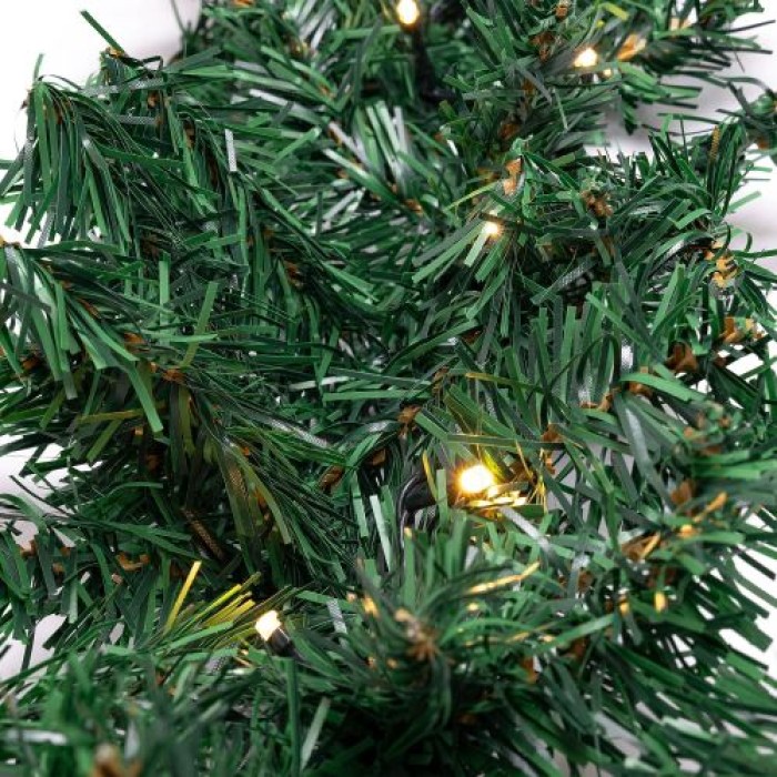 Tannengirlande 5 Meter mit 80 LED beleuchtet, inkl. 10 Meter Zuleitung, für Innen & Außen geeignet, warmweiß, 40288