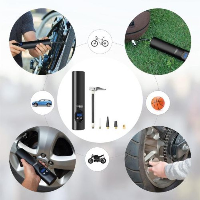 Technaxx Akku Kompressor für Auto, Fahrrad, Motorrad, Bälle – mit 6000 Li Ion Akku, integrierter Arbeitsleuchte mit 6 LED`s, 4906