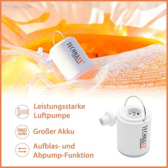 Technaxx Mini-Akku-Luftpumpe PRO TX-261 mit 1360 mAh Akku, 5095