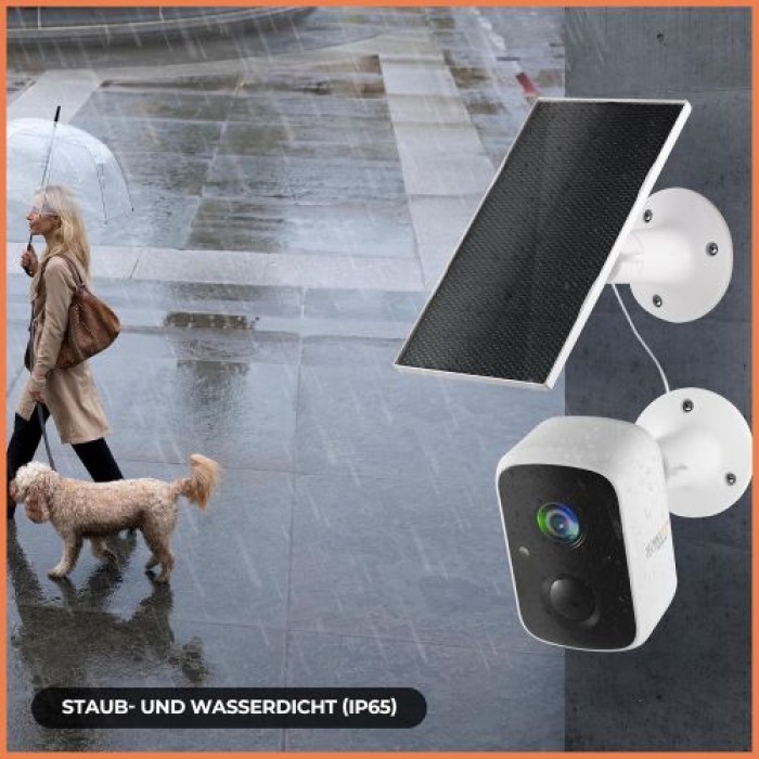 Technaxx Solar Outdoor IP-Kamera, mit Bewegungsmelder & eingebauter Batterie, IP65, Nachtsicht, Betrachtungswinkel 110°, 5070