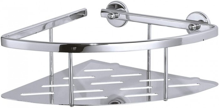 tesa ALUXX Eckablage für die Dusche, Aluminium, verchromt, rostfrei, inkl. Klebelösung, tiefer Boden 40203-00000-00