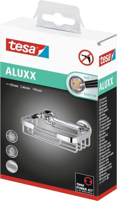 tesa ALUXX Seifenkorb, Aluminium, verchromt, inkl. Klebelösung, 40208-00000-00