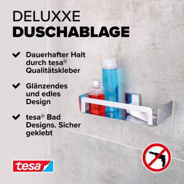 tesa DELUXXE Duschkorb, exquisites Design, inkl. Klebelösung, 40412-00000-00