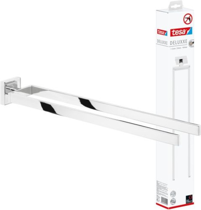 tesa DELUXXE Handtuchhalter, 2 Arme, inkl. Klebelösung, 72mm x 50mm x 450mm, 40403-00000-00