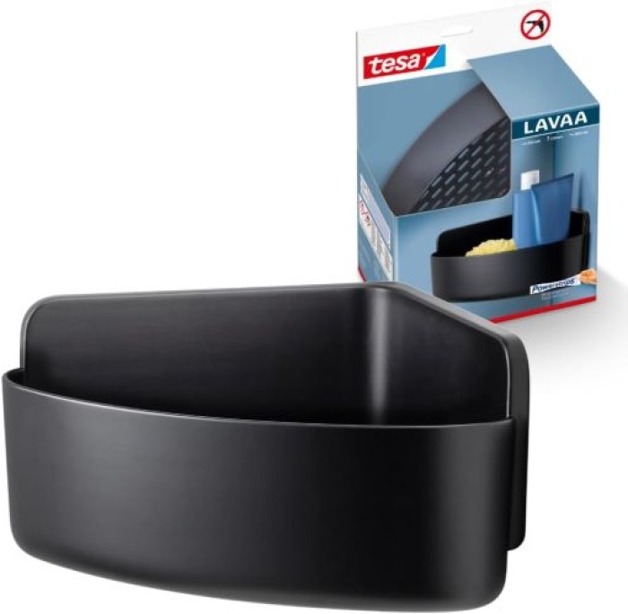tesa LAVAA Eck-Duschkorb, mattschwarz, elegant, praktisch, platzsparend, 40518-00000-00
