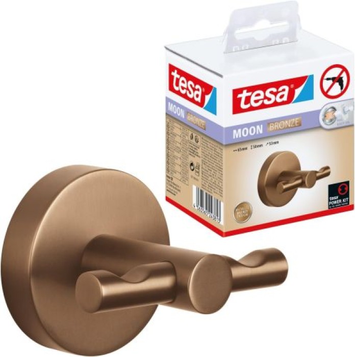 tesa MOON Bronze Bademantelhaken, selbstklebend, Metall PVD beschichtet, 40604-00000-00