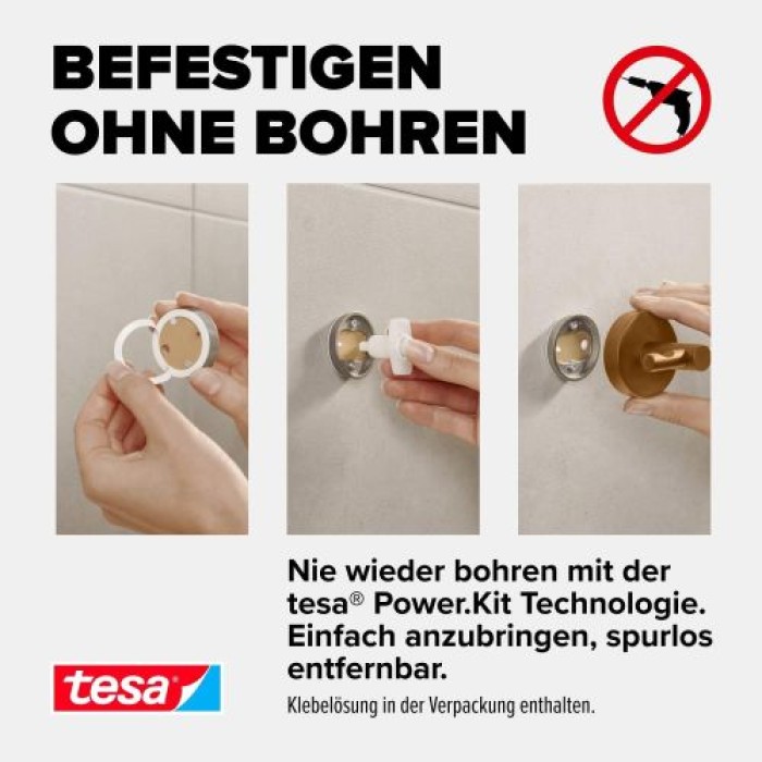 tesa MOON Bronze Bademantelhaken, selbstklebend, Metall PVD beschichtet, 40604-00000-00