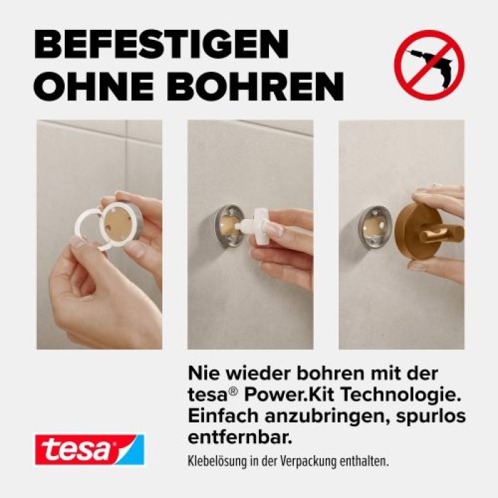 tesa MOON Bronze Toilettenpapierhalter, selbstklebend, Metall PVD-beschichtet, 40600-00000-00