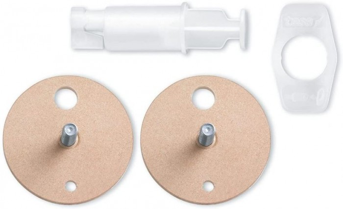 tesa Power.Kit-Adapter BK43-2, selbstklebendes Ersatzteil-Set, Metallplatte, Durchmesser 34mm, Höhe 16mm, Bolzenlänge 12mm 40349-00000-00