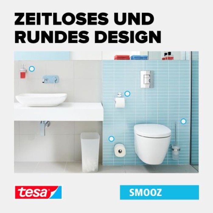 tesa SMOOZ Handtuchhaken, verchromter Edelstahl, inkl. Klebelösung, 40630-00000-00