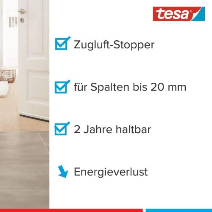 Tesa tesamoll UNIVERSAL Tür-Boden-Dichtung, weiß, 1m x 38mm, 05422-00100-01