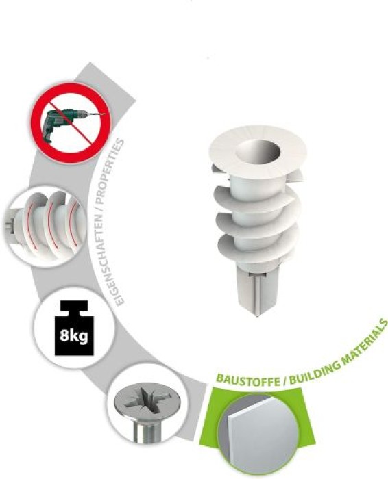 TOX Gipskartondübel, Spiral, 50 Stück, 32 mm, 068100231
