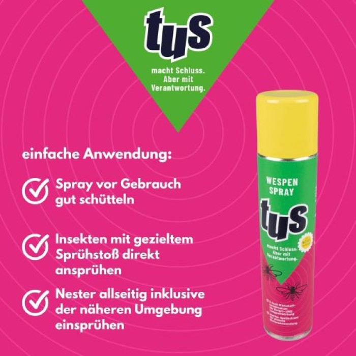 TUS Wespenspray, 300 ml, Spray gegen Wespen und Wespennester, 36075, Reg.-Nr. N-111861