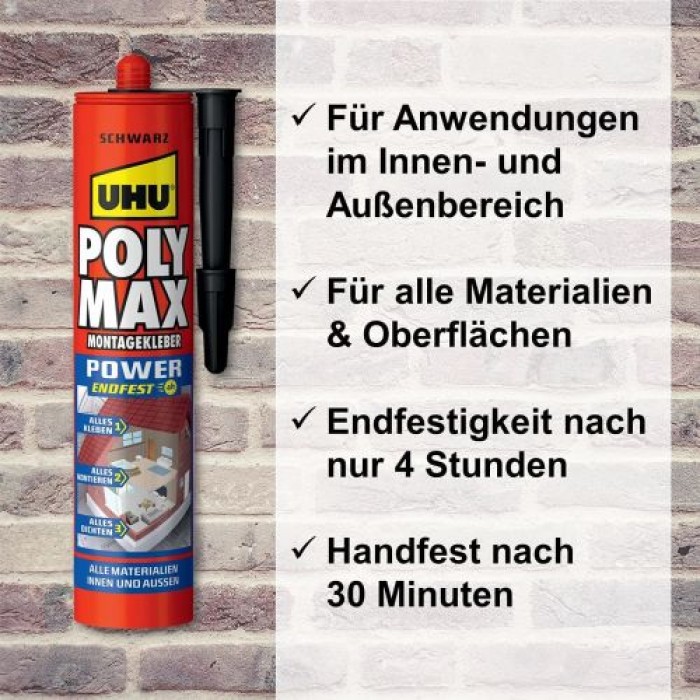 UHU POLY MAX Montagekleber 425g Schwarz , 47200