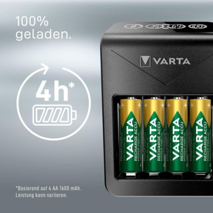 VARTA Ladegerät LCD Plug Charger+ inkl. 4X AA Akkus, 57687101441